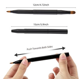4 Pcs Retractable Lip Brush for Lipstick - Dual Head Lipstick Brush With Cap for Women(Black)