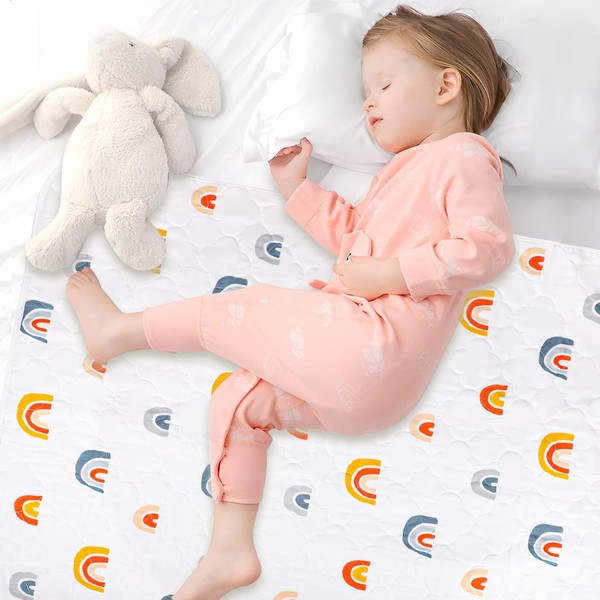 Potty Training Bed Pad, Bed Protector for Kids Cot Bed Mattress Protector Bed Wetting Sheets for Toddlers Washable Bed Pad Fits Single Size Bed