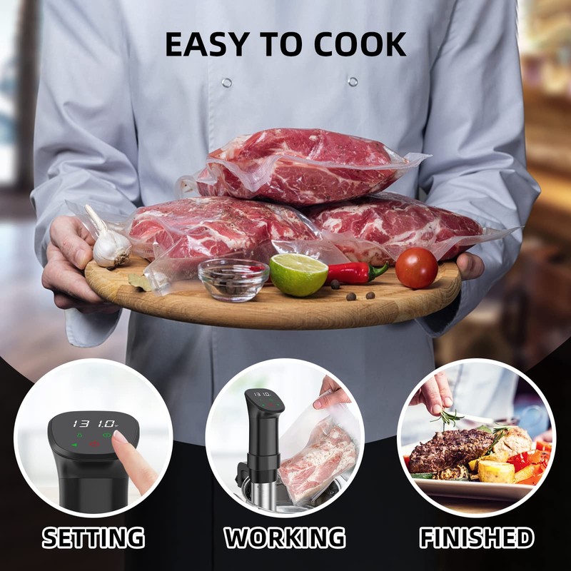 Sous Vide Machine-Suvee Cooker-Rocyis Sous Vide Kit with Lid, Recipes-1000W
