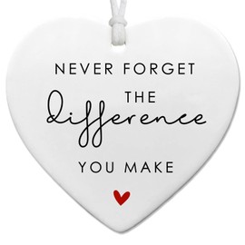 Never Forget The Difference You Make, Thank You Gift, Midwife Gift, Friend Gift, Ceramic Heart, Appreciation Gift, Appreciation Ornament, Coworker Meaningful Leaving, Retirement Gift