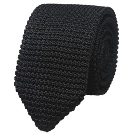 Men's Pointed Knit Tie Necktie Woven Silk Skinny Tie Slim Black Weave Neckties 2.75 inches