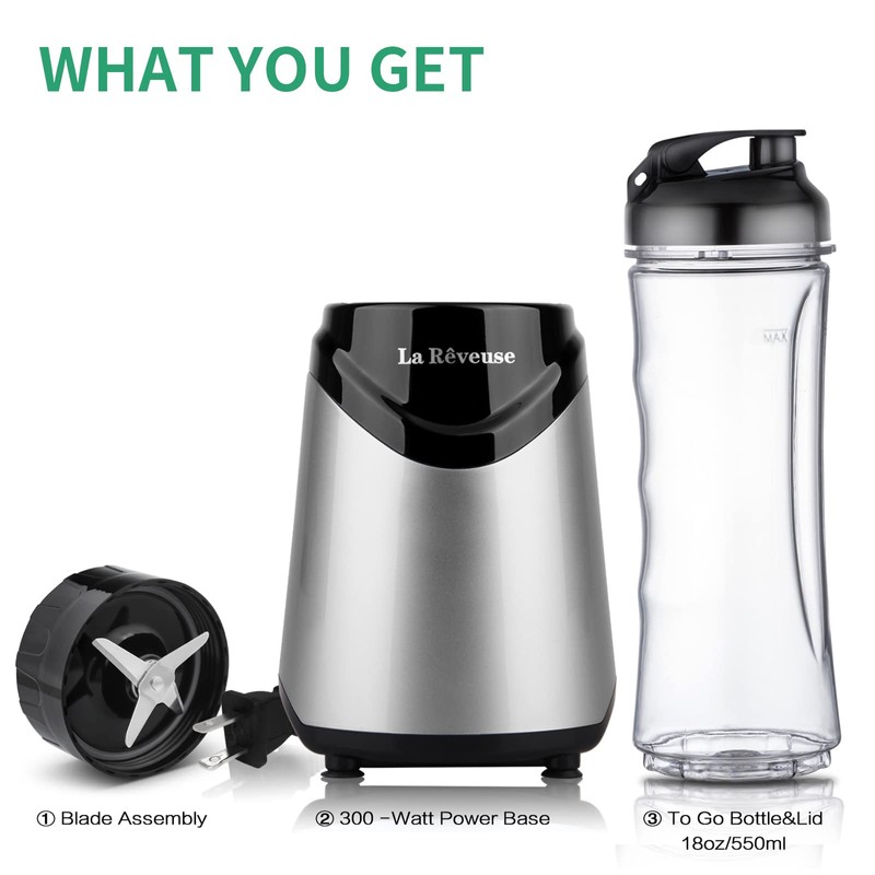 La Reveuse Smoothies Blender Personal Size 300 Watts with 18