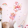 Pink Fairy Girl Wall Decals Rainbow Ballon Cloud Wall Stickers