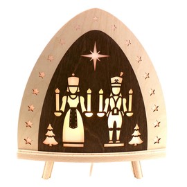 weigla - Decorative Light Original Ore Mountains I Angel & Miner Motif I 1 LED Lamp I 0.8 W E14 I Christmas Decoration Indoor I Wooden Christmas Lighting I Window Decoration