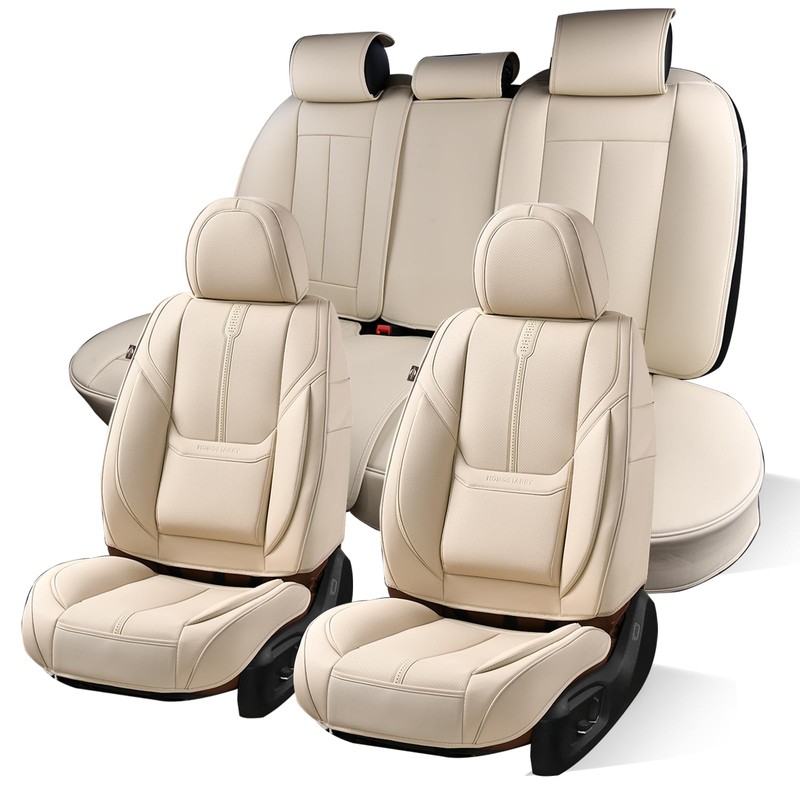 Leather Car Seat Cover for Front Pair, Anti-slip Universal Light