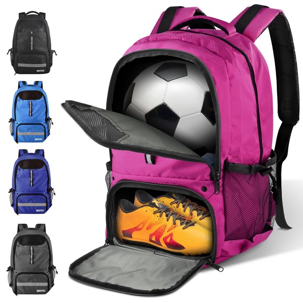 BROTOU Soccer Backpack Sports Bag with Ball Holder and Shoe