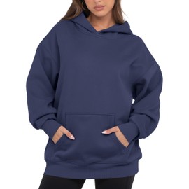 Womens Oversized Hoodies Fleece Loose Hooded Sweatshirt Fall Winter Outfits 2025 Trendy Clothes, Navy, X-Small