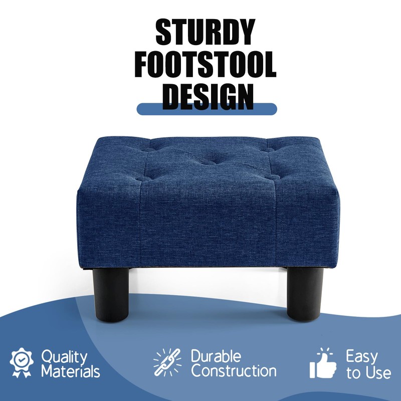 BRIAN & DANY Small Foot Stool, Linen Foot Stools with