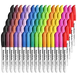 Dabo&Shobo 80 Pack Permanent Markers Assorted Colors, Fine Point, 16 Colors, Works on Plastic, Wood, Stone, Metal and Glass for Doodling, Coloring