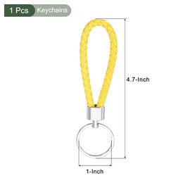 YOKIVE Braided Leather Keychains, Home PU Keys Ring Woven Decorating Lanyard Straps for Bags Wallets (Yellow)