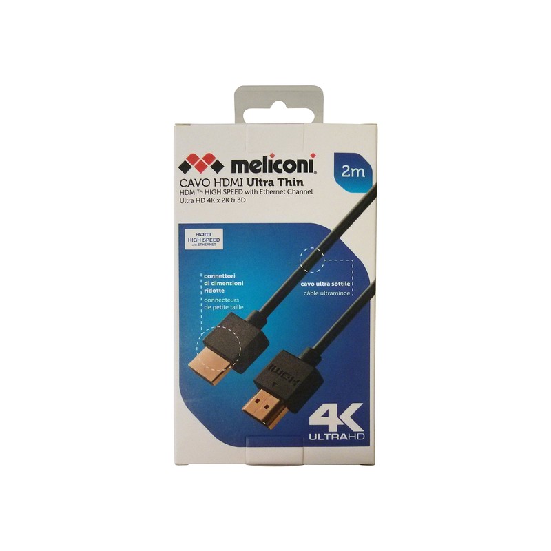 Meliconi 497014 2 m HDMI Ultrathin Cable - Black