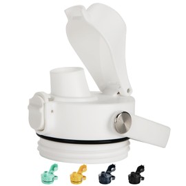 Auto Spout Lid for YETI Rambler Bottles, Fits 18/26/36/64 oz Bottles, Chug Replacement Lid Cap with Push-Button Lid and Flexible Handle, White