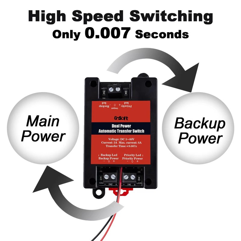 DC 5-60V Dual Power Automatic Tranfer Switch,Two Ways Without Power