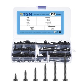 sourcing map 132Pcs #8 x 1/2 to 2" Phillips Head Self Tapping Screws Kit, Carbon Steel Flat Head High-Strength Quick Tapping Screws Wood Screw for Wood, Metal, Plastic, Black