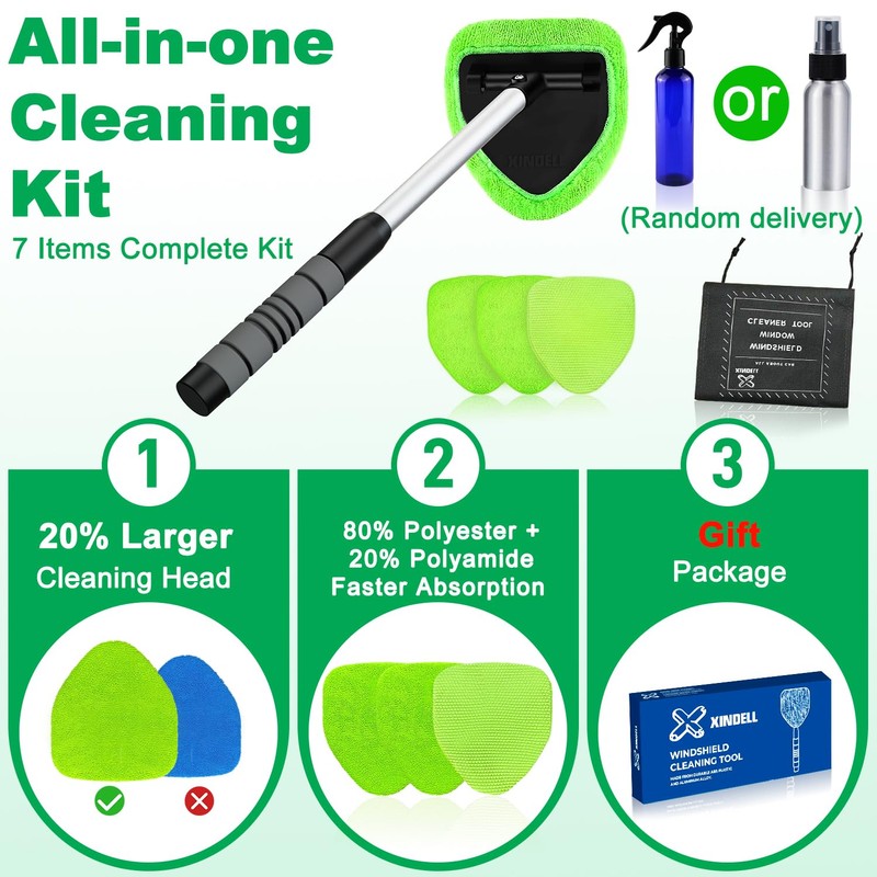 XINDELL Windshield Cleaner Tool – Car Interior Window Cleaning Kit
