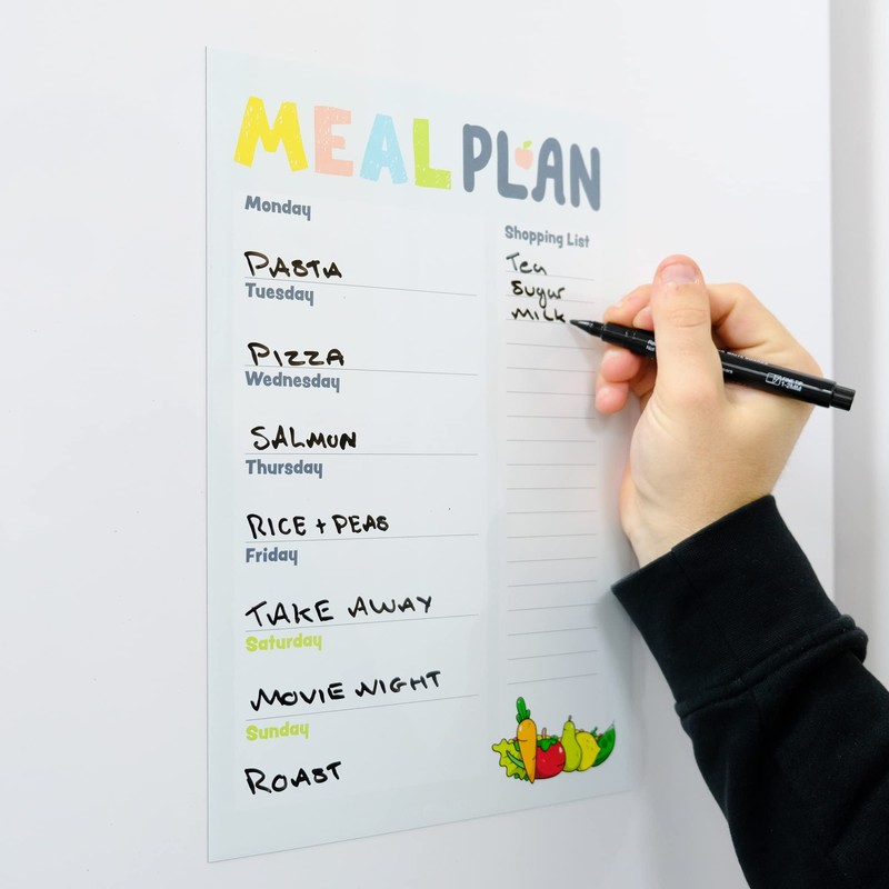 Magnetic A4 Weekly Meal Planner and Shopping List for Fridge,