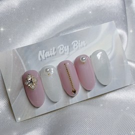 [Handmade Nail Tips] Lilac Drop Nails - Long Ballerina / [수제네일팁] 라일락드롭 네일 - 롱발레리나