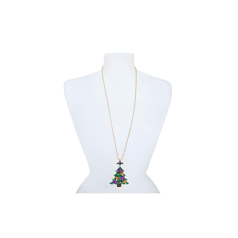 Betsey Johnson Spooky Christmas Tree Pendant Long Necklace