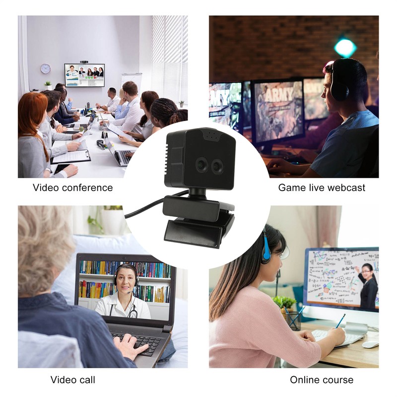 Binocular Webcam 2MP 1080P HD Wide Angles Front Conference Webcam
