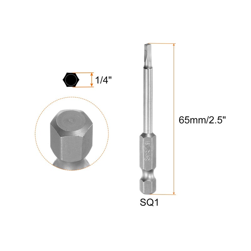 sourcing map 10Pcs SQ1 Square Head Screwdriver Bits 1/4 Inch