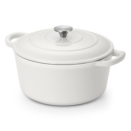 LIANYU 6 QT Dutch Oven, Nonstick Enameled Cast Iron Dutch Oven with Lid, Heavy-Duty Cooking Pot for Bread Baking Stewing Braising, Dual Handles, Various Stovetops & Oven Safe, White