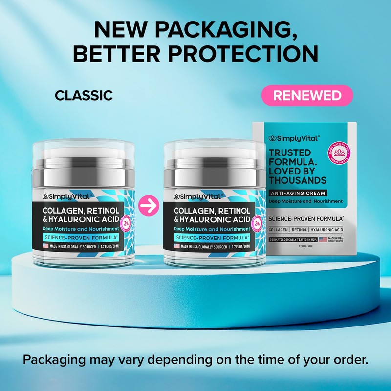 SimplyVital Collagen, Retinol & Hyaluronic Acid Cream - Anti-Aging Face