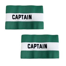 Kuskins 2Pcs Captain Armband, Adjustable Elastic Sports Arm Bands for Soccer Basketball Football and Outdoor Team Games, Adult & Youth Team Captain Accessories (Green)