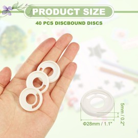 uxcell Plastic Book Binding Discs, 40Pcs 28mm Circle Discbound Expansion Discs Binder Ring for DIY Notebooks Planner Accessories, White