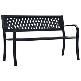 YITHOPI Patio Bench Black 47.2" Steel Outdoor Benches Garden Benches Patio Benches Bench with Backrest Metal Outdoor Furniture Metal Patio Furniture