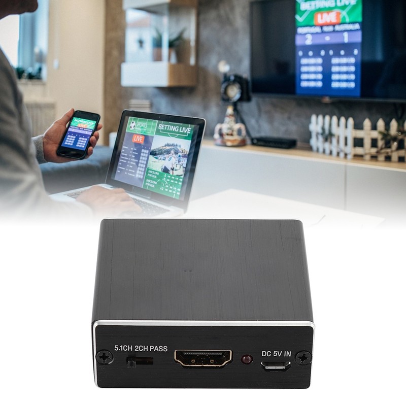 Digital Optical Fiber Analog HDMI Audio Splitter Aluminum Black 4K