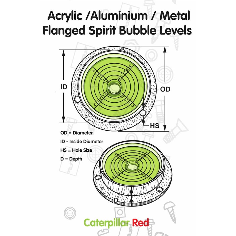 Large Flanged Metal Circular Angle Spirit Bubble Degree Level (Green