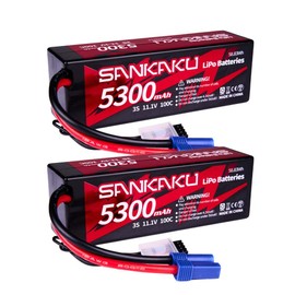 SANKAKU 3S 5300mAh Lipo Battery 11.1V 100C Lipos Hard Case with EC5 Plug for RC Vehicles car Truck Buggy Tank Models Hobby 2pcs