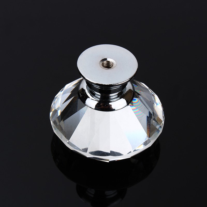 16Pcs Crystal Glass Cabinet Knob Diamond Shape 40mm Drawer Cupboard