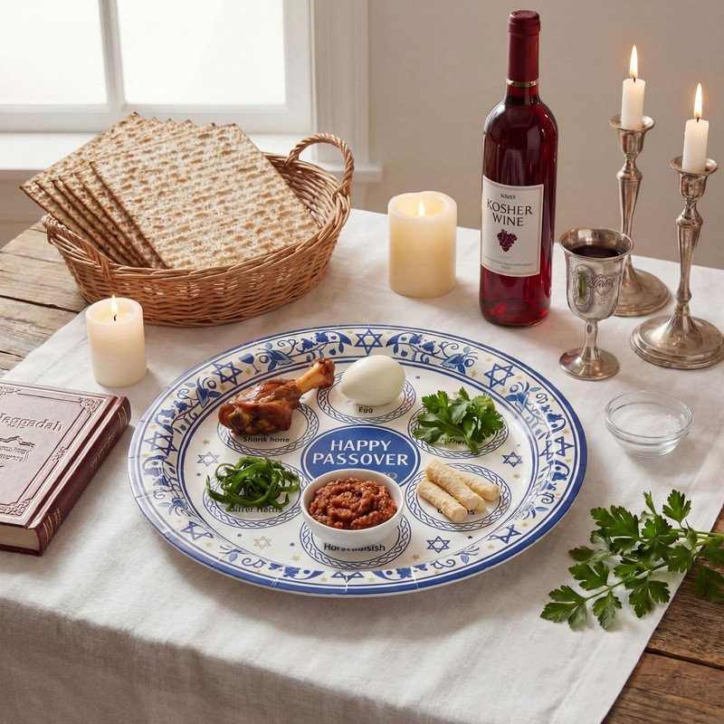 100 Pcs Passover Paper Plates 9 Inch Disposable Pesach Dinnerware