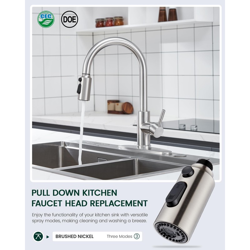 HEISOK Kitchen Faucet Spray Head Replacement, Pull Down Faucet Head