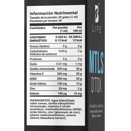 Mezcla De Zeolita, Vitamina C, MSM y Ácido Fúlvico En Gotas 60 ml Desintoxicación De Metales Pesados Mtls D’tox B Life.