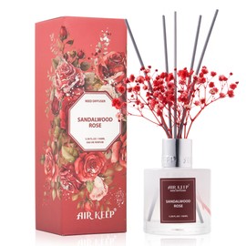 Airkeep Reed Diffuser Set,3.38 fl oz (100 ml) - Sandalwood Rose Oil Diffusers with 8 Reed Sticks,Home Fragrance Reed Diffuser for Bathroom Shelf Decor