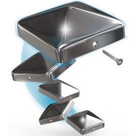 Toolcore® Post Caps Stainless Steel 7 x 7 cm and 9 x 9 cm, 5 and 10 Pieces, Post Cover incl. Stainless Steel Screws, Rust-proof Fence Caps Package