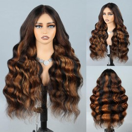Body Wave Glueless Wigs Human Hair Pre Plucked Pre Cut 200% Density 1B/30 Highlight Body Wave Wear and Go Glueless Wig Human Hair for Women Bleached Tiny Knots Body Wave Human Hair Wigs 24 Inches (61