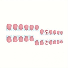 24 Pcs Floral Press on Nails Handmade Press on Nails Blue French Tip Fake Nails Extra Short Square False Nails with 3D Flower Designs Spring Embossed Acrylic Nails Full Cover Stick on Nails for Women