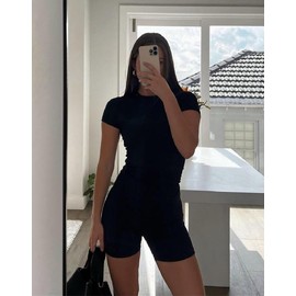 ZFLM Casual Workout Two Piece Outfits for Women Fitted Crew Neck T-shirt High Waist Pants Matching Sets Streetwear