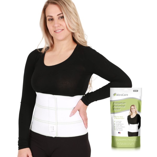 AltroCare Abdominal Binder & Belly Band. Postpartum and Post Surgery Recovery Hip and Waist Support. 3 Panel, Size S/M