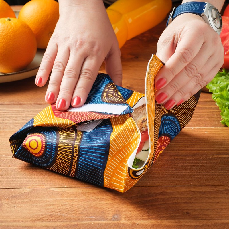 Reusable Sandwich Wrap - Washable, Leakproof, Double-Layered, Fabric, Foldable, Space