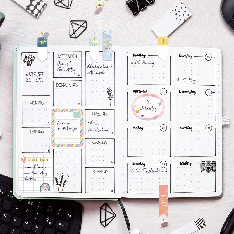 Papierdrachen Bullet Journal Sticky Notes – Rainbow – 9 Different