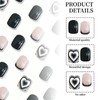 Kabwea Artificial Nails Set 24 Pieces, Black and White French