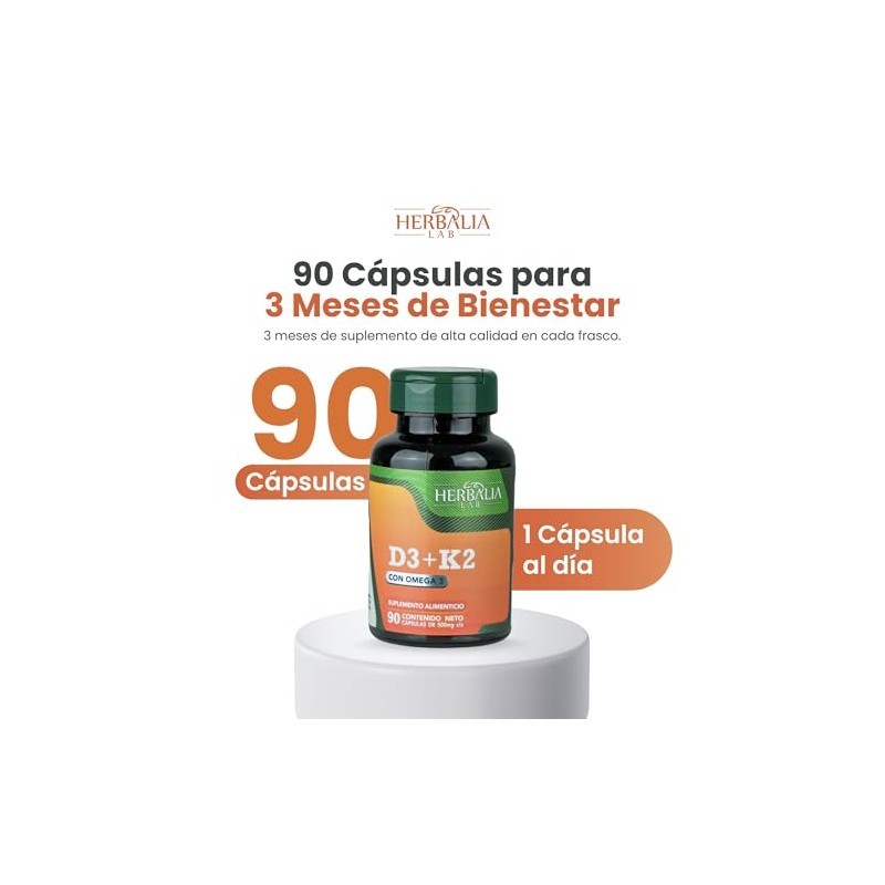 Vitamina D3 + K2 con Omega 3 - Apoyo Óseo,
