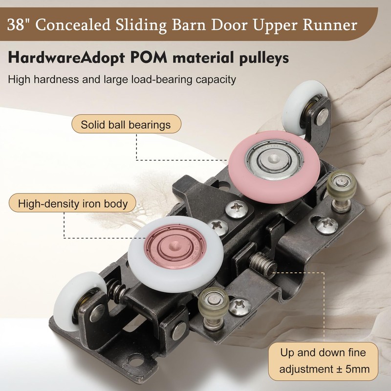 38" Concealed Sliding Barn Door Hardware Kit with Soft-Close Mechanism