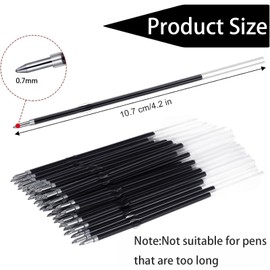 Pen Refills Blue Ballpoint, 100Pcs Blue Reception Pen Ink Refills, 0.7mm Pen Retractable Refill, Ink Pen Refill Smooth Writing for Click Pens Journal Writing, Reception Office Home School