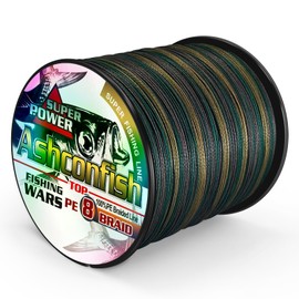 Ashconfish Braided Fishing Line- 8 Strands Super Strong PE Fishing Wire Heavy Tensile for Saltwater & Freshwater Fishing -Abrasion Resistant - Zero Stretch- 100M/109Yds 6LB Green Camouflage