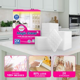 20 pack Magic Eraser Sponge for Cleaning,2 x Stronger Density Cleanning for Kitchens, Bathrooms, Walls, Shoes,Add Water to Erase All Dirt